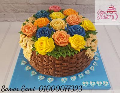 Buttercream rose basket cake - Cake by Simo Bakery