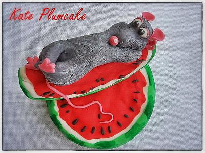 Lazy mouse on watermelon - Cake by Kate Plumcake