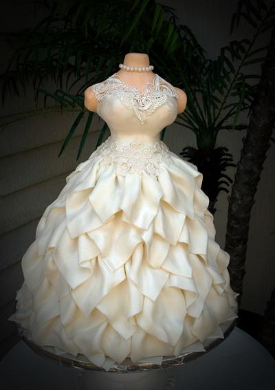 White Wedding Dress Cake ~ Brides dress cake - Cake by Lea's Sugar Flowers