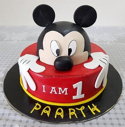 Mickey theme red cake - Cake by Sweet Mantra Homemade Customized Cakes Pune