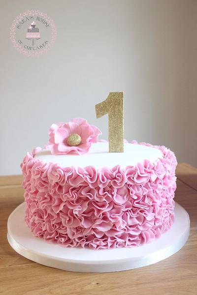 pink ruffles 1st birthday cake  - Cake by Sara's House of Cupcakes