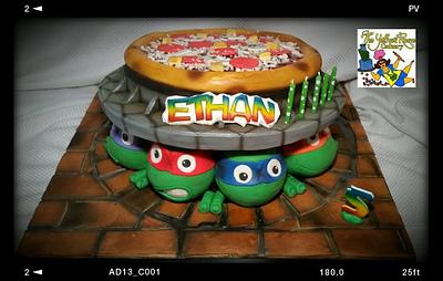 TURTLES LOOKING FOR THE PIZZA! - Cake by The Yellow Rose Cakery, LLC