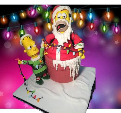 Sweet Christmas Collaboration - 'Elf' Bart Simpson lighting up Christmas  - Cake by De Bakdroom