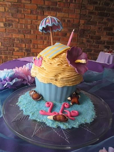 Hawaiian Beach Giant Cupcake - Cake by Michelle