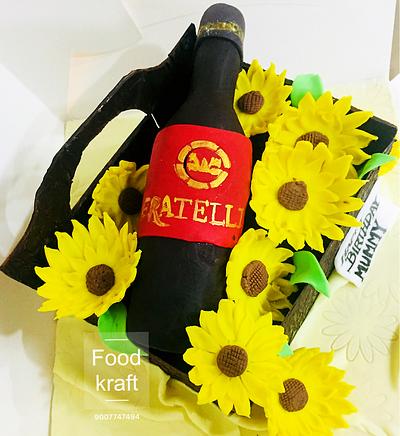 Sunflowers and wine bouquet! - Cake by Piu