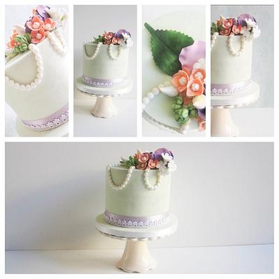Hydrangeas and Pearls - Cake by Bakedincakedout