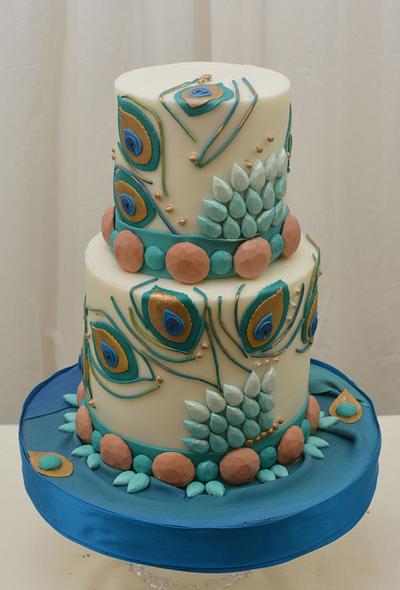 Peacock Inspired Cake - Cake by Sugarpixy