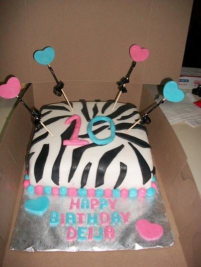 Zebra 10th Birthday - Cake by caymancake