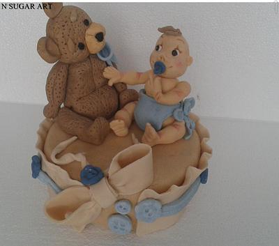 baby boy with teddy bear - Cake by N SUGAR ART