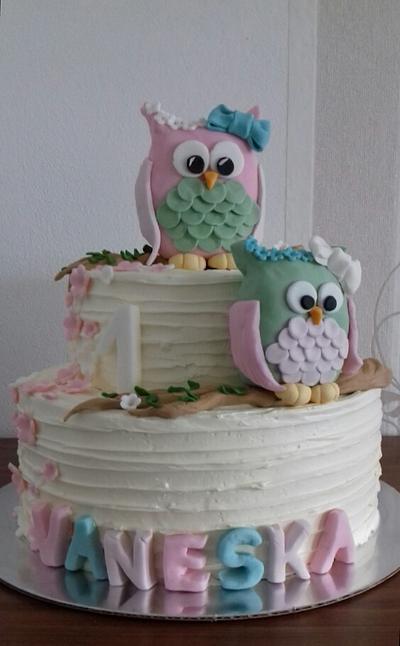 Owls  - Cake by Ellyys