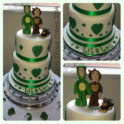 onesie wearing bride and groom - Cake by Frou Frous Cakes