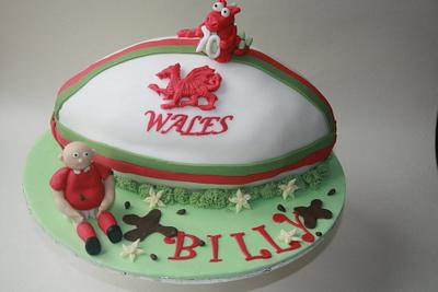 Carved Welsh Rugby Ball  - Cake by Jodie Taylor