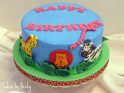 Jungle Animals Birthday Cake - Cake by Becky Pendergraft