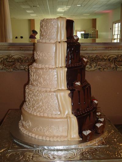 Half Bride and Half Groom - Cake by Kim Leatherwood