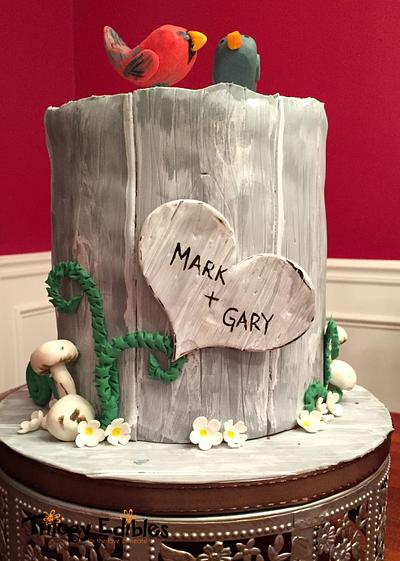 Antiqued Wood Wash Wedding Cake - Cake by trilogyedibles