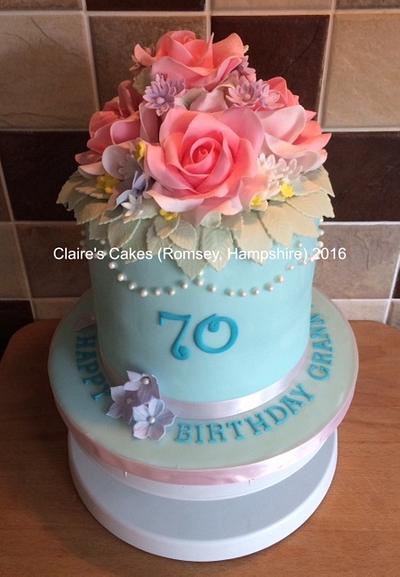 Floral 70th cake - Cake by Claire's Cakes (Romsey, Hampshire)