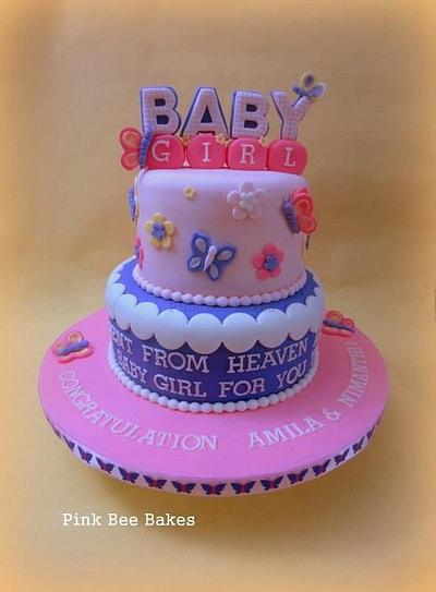 Baby girl baby shower cake - Cake by Pink Bee Bakes