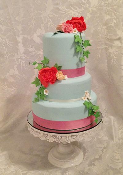 Coral peonies and Ivy - Cake by Boo & Belle's