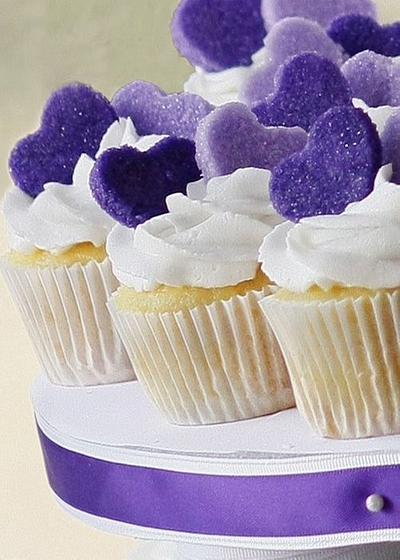 Purple Hearts - Cake by Kay's Cupcakes