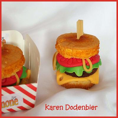 Hamburger cupcakes  - Cake by Karen Dodenbier