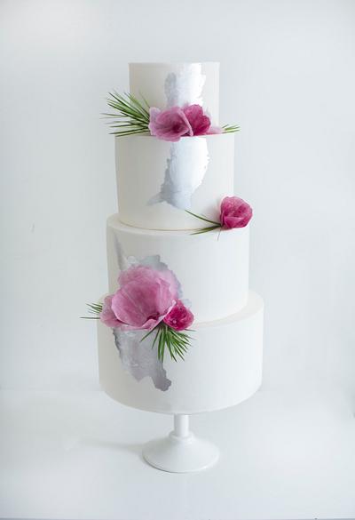 Silver & Plum Wedding Cake - Cake by Sweet Bakes