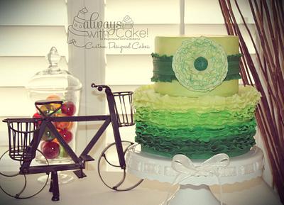 Green Ombre Ruffles - Cake by AlwaysWithCake