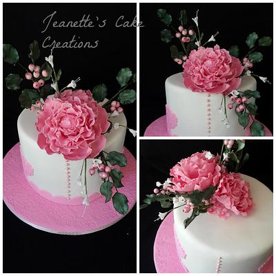 Peony flower cake - Cake by Jeanette's Cake Creations and Courses