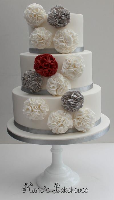 Scrunch flower wedding cake - Cake by Marie's Bakehouse