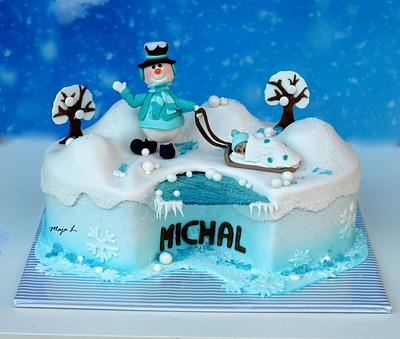 Winter themed christening cake - Cake by majalaska