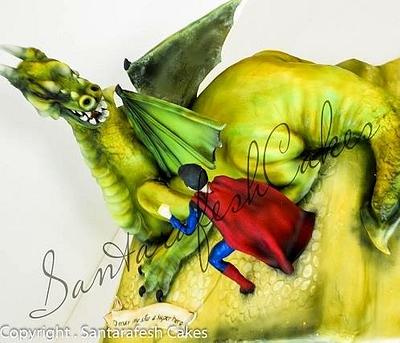 Superman vs dragon  - Cake by Santarafeshcakes