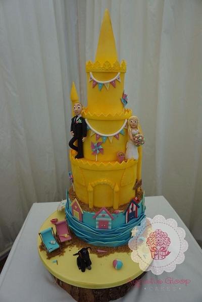 Sandcastle beach theme wedding cake - Cake by Kay Augustus Gloop Cakes