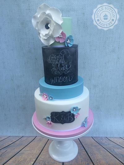 Spring candy coloured chalkboard wedding cake - Cake by Little Button Bakery