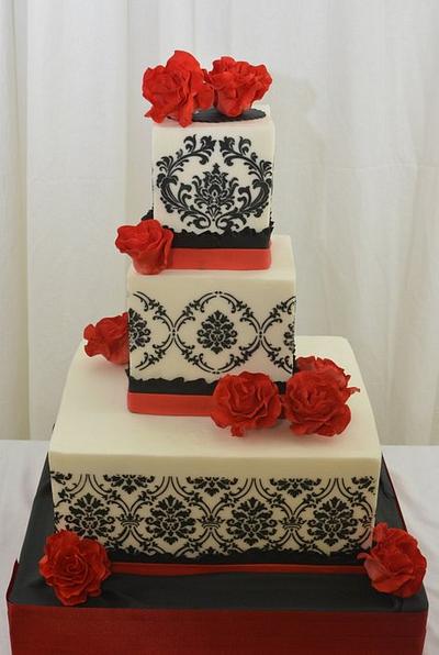 Red and Black Wedding Cake - Cake by Sugarpixy