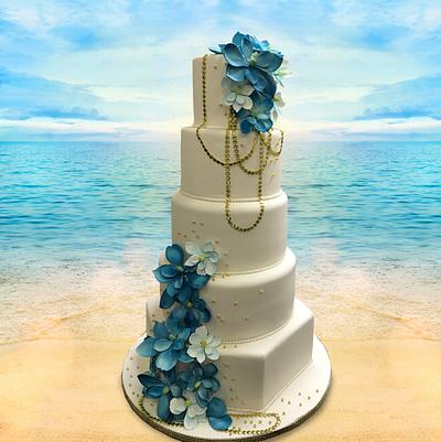 Blue Floral Accents - Cake by MsTreatz