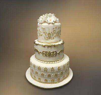 White with Gold Accents - Cake by MsTreatz