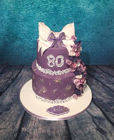 Lace and floral lilac cake - Cake by Maria-Louise Cakes