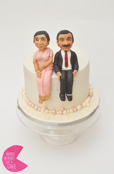 Pearl anniversary caricature cake! - Cake by Sahar Latheef