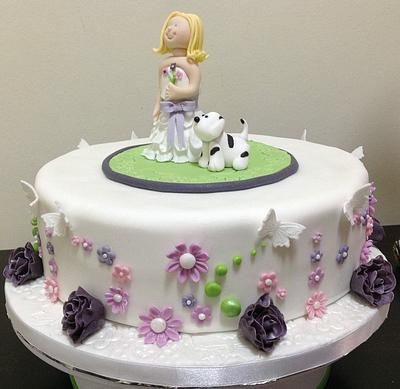 Girl & Her Puppy Birthday Cake - Cake by MariaStubbs
