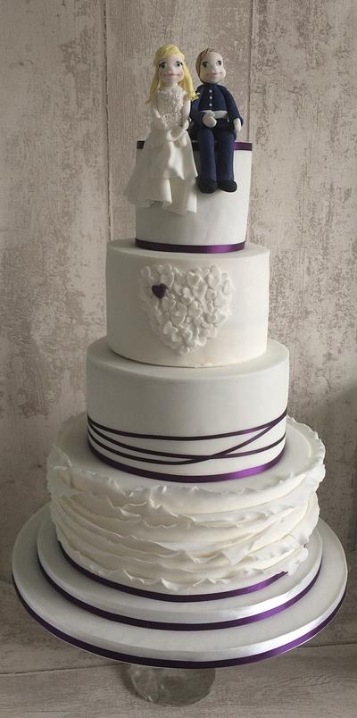 purple hearts wedding cake - Cake by Clare's Cakes - Leicester