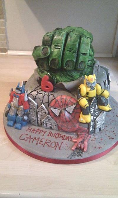 Superhero's Hulk, Transformers and Spiderman! - Cake by Occasion Cakes by naomi
