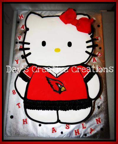 Hello Kitty wearing Az Cardinals  - Cake by Day