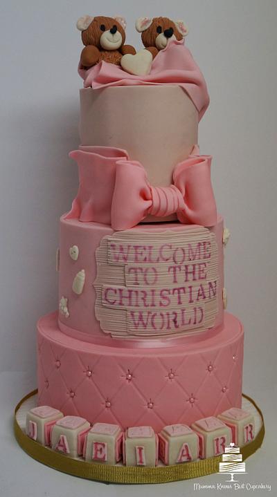 Pink Baptism Cake  - Cake by MKBC 