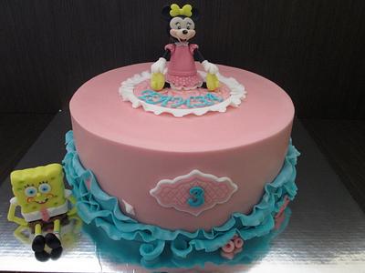 Minnie Mouse & SpongeBob Squarepants - Cake by sansil (Silviya Mihailova)