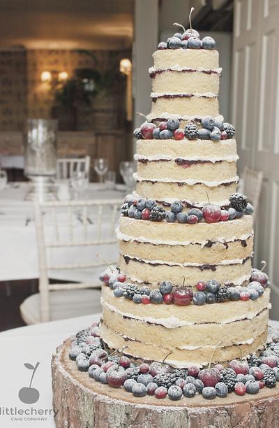 Naked Winter Berry Wedding Cake - Cake by Little Cherry