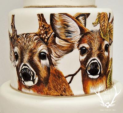 White-tailed Deer Wedding Cake - Cake by Sweet Deer Hand-Painted Cakes