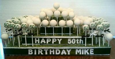 Golf Ball Cake Bites on Tees and Cake Pops - Cake by Yolanda Marshall 