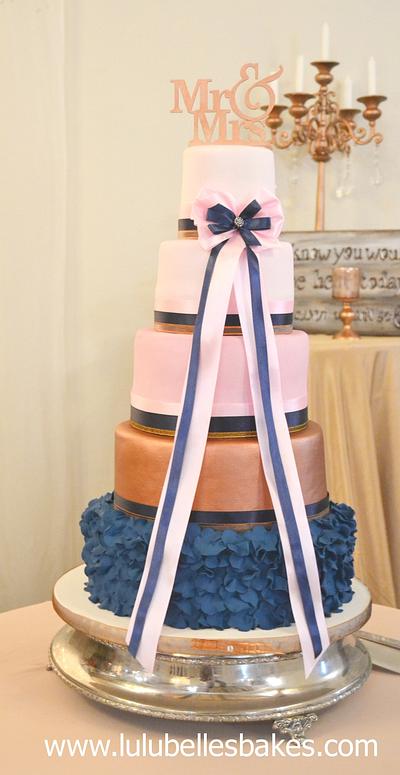 Navy and rose gold wedding cake - Cake by Lulubelle's Bakes