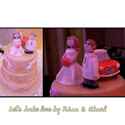 the bride, the groom, & their ride - Cake by Frosted Dreams 