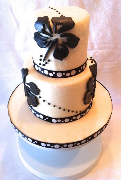 Black & White Hibiscus cake - Cake by Sonia