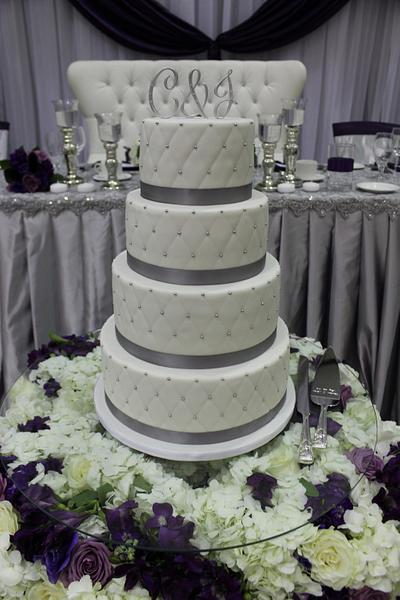 Elegant silver wedding cake - Cake by Sweet Shop Cakes
